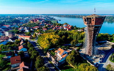 Vukovar water tower alongside the Danube